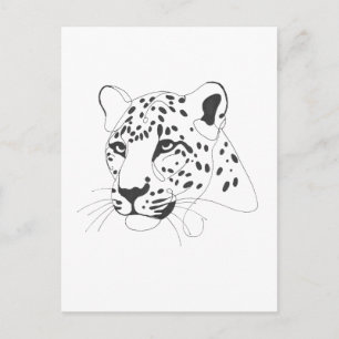 Handgeschilderde Leopard Minimalist Line Art Briefkaart