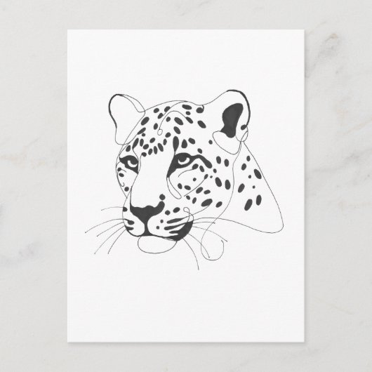 Handgeschilderde Leopard Minimalist Line Art Briefkaart (Voorkant)