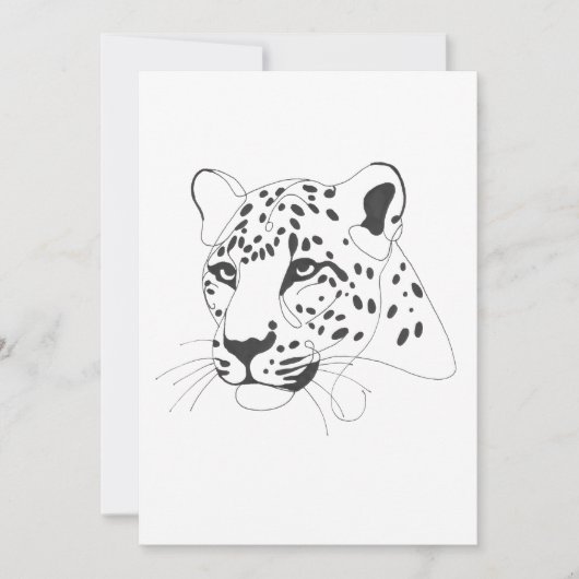 Handgeschilderde Leopard Minimalist Line Art Kaart (Voorkant)