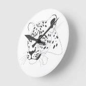 Handgeschilderde Leopard Minimalist Line Art Ronde Klok (Hoek)