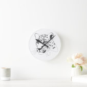 Handgeschilderde Leopard Minimalist Line Art Ronde Klok (Huis)