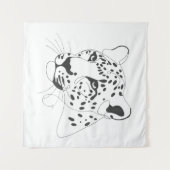 Handgeschilderde Leopard Minimalist Line Art Wandkleed (Voorkant (horizontaal))