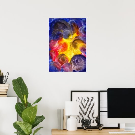 Handgeschilderde levendige abstracte Gouache-kunst Poster (Thuiskantoor)