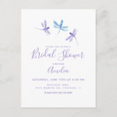 Handgeschilderde Libellen Paars Blauw Bruidsmeisje Briefkaart (Voorkant)