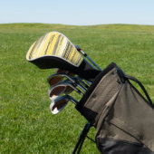Handgeschilderde lijnen - geel golfheadcover (Insitu)