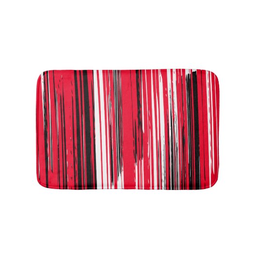 Handgeschilderde lijnen - rood badmat (Voorkant)