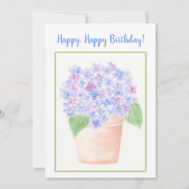 Handgeschilderde Losse Waterverf Hortensia Bloemen Bedankkaart