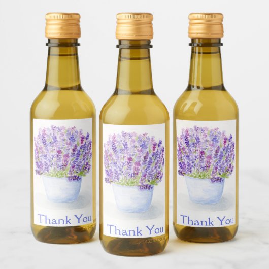 Handgeschilderde Losse Waterverf Lavendel BEDANKT Wijn Etiket (Flessen)