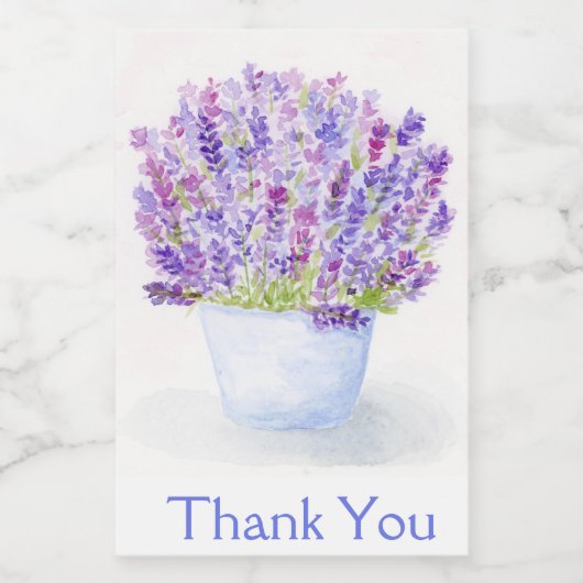 Handgeschilderde Losse Waterverf Lavendel BEDANKT Wijn Etiket (Enkel label)