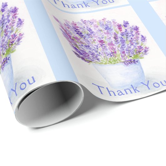 Handgeschilderde Losse Waterverf Lavendel Bloemen Cadeaupapier (Rol Hoek)