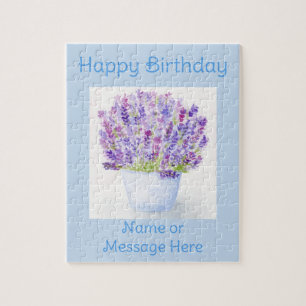 Handgeschilderde Losse Waterverf Lavendel Bloemen Legpuzzel