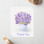 Handgeschilderde Losse Waterverf Lavendel Bloemen Notitiekaartje (Voorkant / Achterkant in situ)