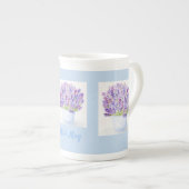 Handgeschilderde Losse Waterverf Lavendel Bloemen Porselein Kop (Voorkant rechts)