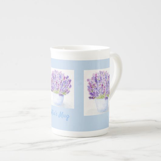 Handgeschilderde Losse Waterverf Lavendel Bloemen Porselein Kop (Voorkant rechts)