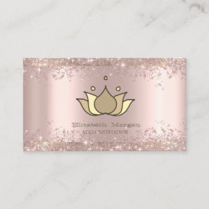 Handgeschilderde Lotus Roze Goud Glitter Stof Yoga Visitekaartje