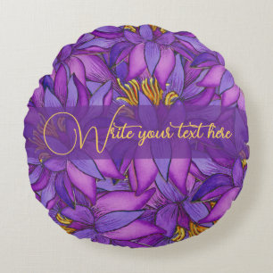 Handgeschilderde lotusbloem rond kussen