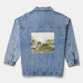 Handgeschilderde Majestic Bengaalse Tijger Denim Jacket (Achterkant)