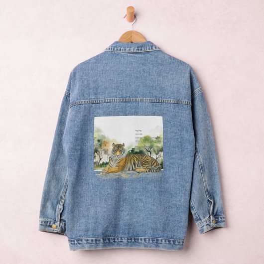 Handgeschilderde Majestic Bengaalse Tijger Denim Jacket (Hangar)