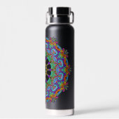 Handgeschilderde Mandala Klok Wijzerplaat 24 Waterfles (Achterkant)