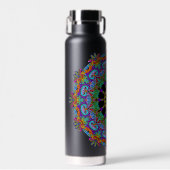 Handgeschilderde Mandala Klok Wijzerplaat 24 Waterfles (Voorkant)