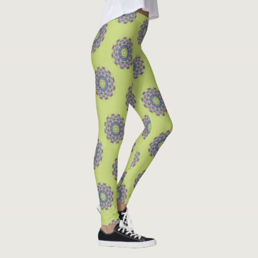 Handgeschilderde Mandala Klok Wijzerplaat 2 Leggings (Rechts)