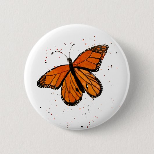 Handgeschilderde Monarch Butterfly Button (Voorkant)