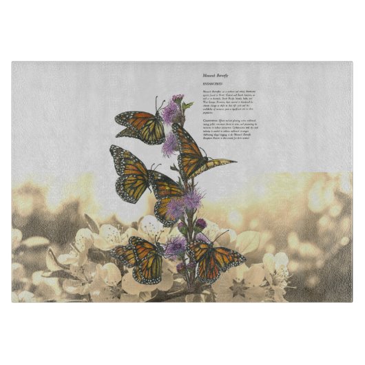 Handgeschilderde monarchvlinders snijplank (Voorkant)