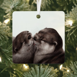 Handgeschilderde otters - Tender Moment Wildlife A Metalen Ornament