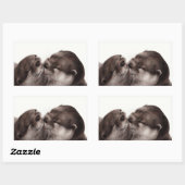 Handgeschilderde otters - Tender Moment Wildlife A Rechthoekige Sticker (Vel)