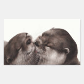 Handgeschilderde otters - Tender Moment Wildlife A Rechthoekige Sticker (Voorkant)