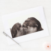 Handgeschilderde otters - Tender Moment Wildlife A Rechthoekige Sticker (Envelop)
