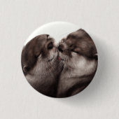Handgeschilderde otters - Tender Moment Wildlife A Ronde Button 3,2 Cm (Voorkant)