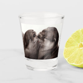 Handgeschilderde otters - Tender Moment Wildlife A Shot Glas
