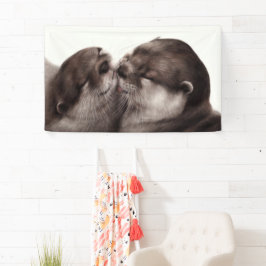 Handgeschilderde otters - Tender Moment Wildlife A Spandoek