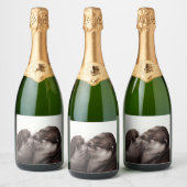 Handgeschilderde otters - Tender Moment Wildlife A Sparkling Wijnetiket (Flessen)