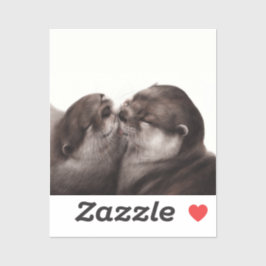 Handgeschilderde otters - Tender Moment Wildlife A Sticker