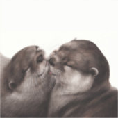 Handgeschilderde otters - Tender Moment Wildlife A Sticker (Voorkant)