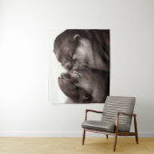 Handgeschilderde otters - Tender Moment Wildlife A Wandkleed (In situ)