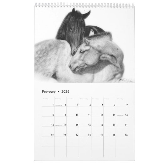 Handgeschilderde paarden kalender (Feb 2026)