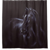 Handgeschilderde paardenkunst douchegordijn (Voorkant)