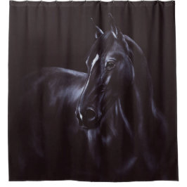 Handgeschilderde paardenkunst douchegordijn