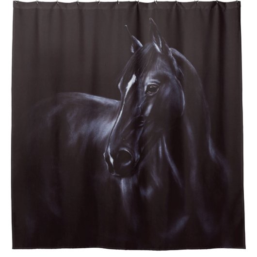 Handgeschilderde paardenkunst douchegordijn (Voorkant)