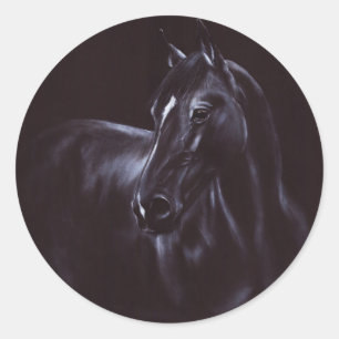 Handgeschilderde paardenkunst ronde sticker