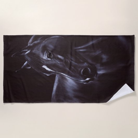 Handgeschilderde paardenkunst strandlaken (Voorkant)