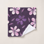 Handgeschilderde paarse bloemen bad handdoek (Wasdoekje)