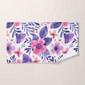 Handgeschilderde paarse bloemen bad handdoek (Handdoek)