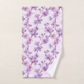 Handgeschilderde paarse bloemen bad handdoek (Handdoek)