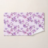 Handgeschilderde paarse bloemen bad handdoek (Handdoek)