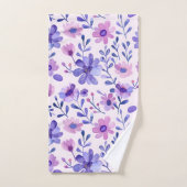 Handgeschilderde paarse bloemen bad handdoek (Handdoek)