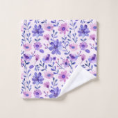 Handgeschilderde paarse bloemen bad handdoek (Wasdoekje)